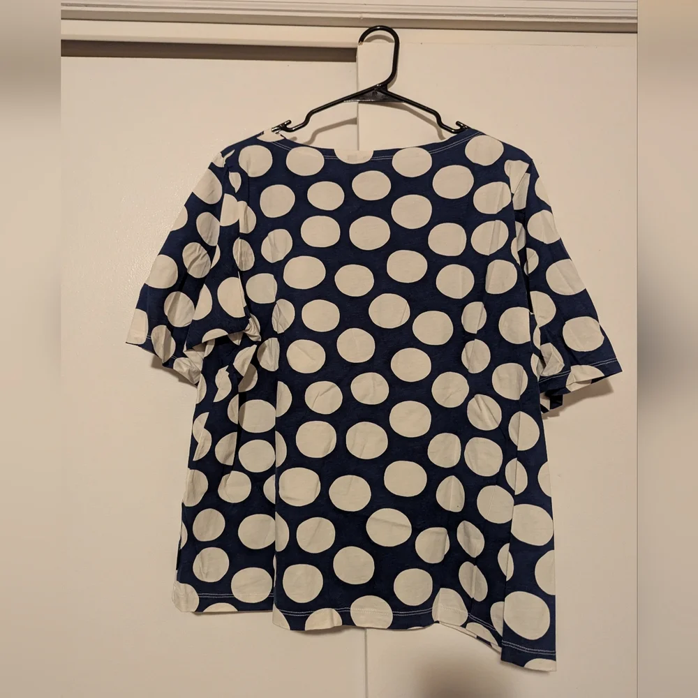 Marimekko Navy and White Polka Dot Short Sleeve Top - Picture 3 of 4